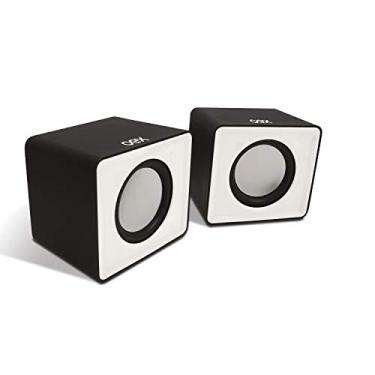 Imagem de Speaker cube oex, altos-falantes para computador, preto, branco e cinza.