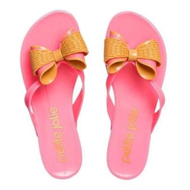 Imagem de Chinelo Lucky Com Laço Petite Jolie Pj5819 Rosa Neon Com Palha