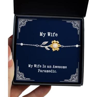 Imagem de SpreadPassion Presente épico Wife, My Wife is an Awesome Paramedic, pulseira de girassol esposa de marido