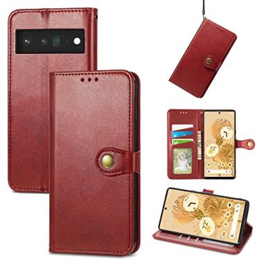 Imagem de YUNCHAO Caixa de telefone Para Google Pixel 6 Caixa de telefone de fivela de couro sólida capa para celular