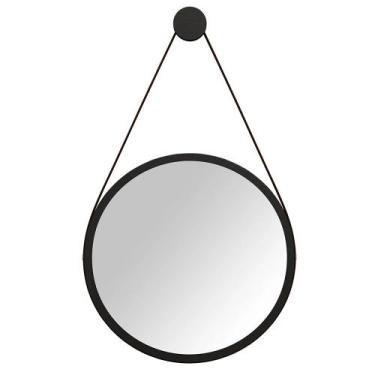 Imagem de Espelho Redondo Decorativo Adnet Escandinavo Com Alça De Material Sint