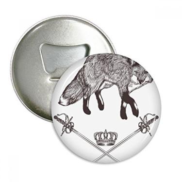 Imagem de Coroa de raposa com espada de animais estilo barroco abridor de garrafas ímã de geladeira emblema multifuncional