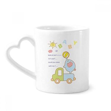 Imagem de Caneca de desenho animado bebê bola elefante caminhão animal caneca café cerâmica copo de coração de vidro