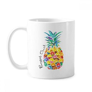 Imagem de Aquarela abacaxi caneca de frutas tropicais cerâmica cerâmica xícara de café louça