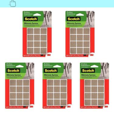 Imagem de Kit5 Feltro Adesivo Cadeira Sofá Quadrado Scotch 3m 25mm 12U