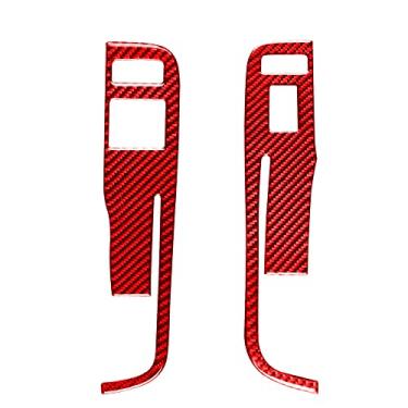 Imagem de Adesivo de fibra de carbono adesivo de decalque acabamento compatível com Chevrolet Camaro 5º 2012-2016 (vermelho, maçaneta de porta apoio de braço interruptor de janela elétrica A 27)