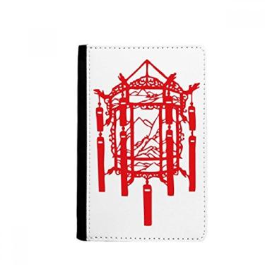 Imagem de Porta-passaporte de corte de papel chinês Lanterna vermelha Notecase Burse capa carteira porta-cartões