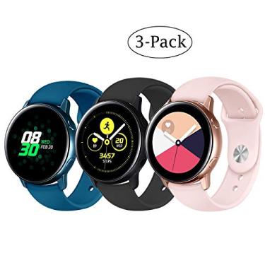 Imagem de Kit 3 Pulseiras NSmart compatíveis com Samsung Galaxy Watch 42mm - Active and Gear S2 (Azul+Preta+Rosa)