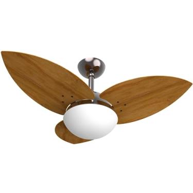 Imagem de Ventilador De Teto Lótus 1025 3 Pás MDF Na Cor Verniz Fumê e Freijó Potente Silencioso Luxo Infinity - 127v ou 220v (127v Fumê com 3 Pás Freijó)