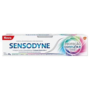 Imagem de Sensodyne Creme Dental Proteção Completa com Flúor, Proteção Diária Contra a Sensibilidade e Cuidado Diário 8 em 1, Ação de Limpeza Profunda e Clareamento Dental, 90g