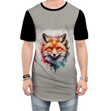 Imagem de Camiseta Longline Raposa Fox Ilustrada Abstrata Cromática 2 - Kasubeck