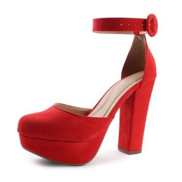 Imagem de Sapato Boneca Re&Ton Meia Pata Salto Grosso Feminino MP12 (37, Vermelho)