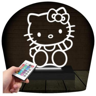 Imagem de Luminária Led 3D  Hello Kitty  Abajur 16 Cores + Controle - 3D Fantasy