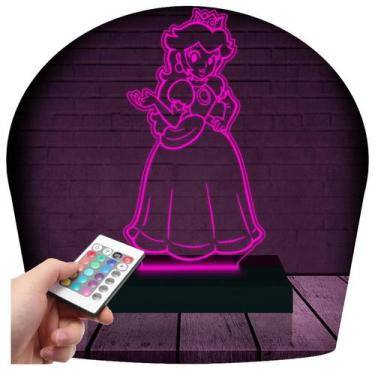 Imagem de Luminária Led 3D  Mario Bros Princesa Peach  Abajur - 3D Fantasy