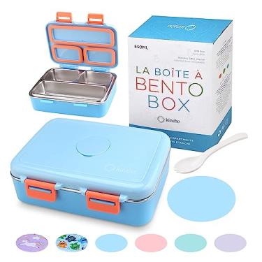 Imagem de kinsho Lancheira de aço inoxidável para bebês e meninos, mini bento, 3 seções de porção de metal ecológico à prova de vazamento, almoços pré-escolares, recipiente de lanche à prova de derramamento