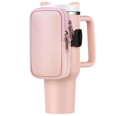 Imagem de Water Bottle Pouch For Stanley Cup 40oz 30oz, Running Water Bottle Bag for Cards, Keys, Phone, Gym Accessories For Men Women, Travel Tumbler Mug Pouch Compatible With Stanley, Simple Modern(Pink)