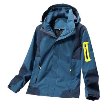 Imagem de Jaqueta masculina leve, corta-vento, cor combinando com chuva, jaqueta Rip Stop com zíper, Azul, G