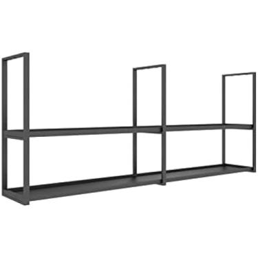 Imagem de Rack de vinho suspenso - Prateleiras flutuantes no teto, prateleira de teto suspensa Prateleira de armazenamento industrial montada no teto, prateleira suspensa flutuante Rack de vinho de 2