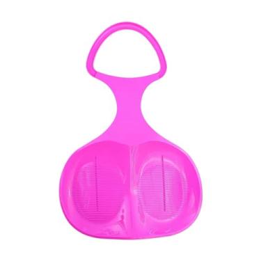 Imagem de Fancyes Trenó de neve downhill trenó grama areia deslizante trenó grande tobogã placa de esqui resistente com alça luge para meninos meninas, Rosa escuro
