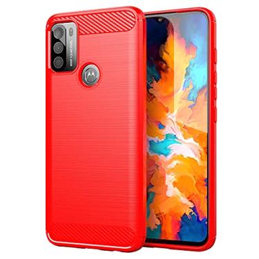 Imagem de Capa para Moto G50, Capa Motorola G50, Tecnologia de Absorção de Choque TPU Moldura Elevada Protetora para Motorola Moto G50 (Vermelho)