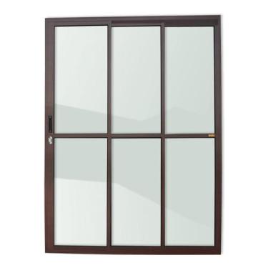 Imagem de Porta de Alumínio de Correr 210x180cm 3 Folhas 1/3 com Vidro Liso Cort