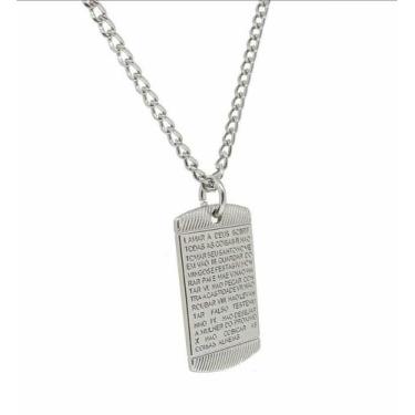 Imagem de Colar Corrente Masculino Aço Inoxidável com Pingente Crucifixo Cruz Pl