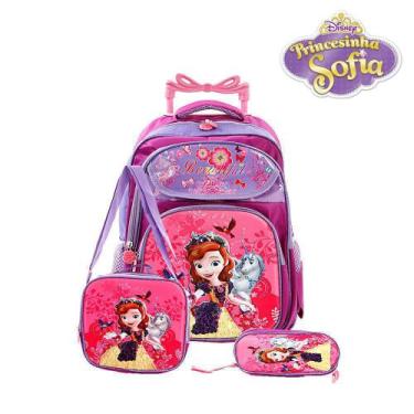 Imagem de Kit Mochila Infantil Escolar Princesinha Sofia Rodinhas - Toys 2U