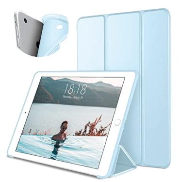 Imagem de DTTO Capa para iPad Air 1ª edição (não para iPad Air 2 e Air 3) Suporte inteligente ultrafino e leve com três dobras com capa traseira de TPU macio flexível [hibernar/despertar automaticamente], azul