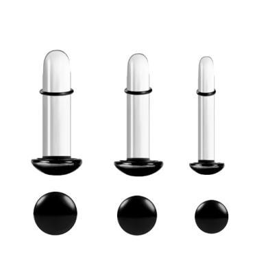 Imagem de Atomhole Kit de alongamento de orelha de vidro, 3 pares/6 peças 16G-12G alargador de orelha curto afunilado túneis sólidos conjunto de joias, 16G→12G(1.2-2MM), Aço inoxidável, Sem Pedra Preciosa