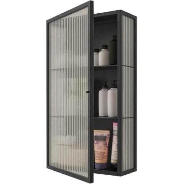 Imagem de Armário de parede de banheiro, armário de remédios de metal com armário de parede de porta de vidro, armário de armazenamento de vidro de porta única, armário de armazenamento de cozinha, banheiro,