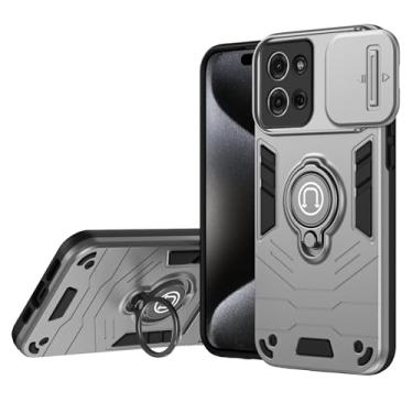Imagem de Compatível com capa Motorola Moto G75 com suporte e capa para câmera deslizante, capa de nível militar à prova de choque, capa protetora robusta compatível com telefone Motorola Moto G75(Silver)
