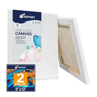 Imagem de Artkey Telas Esticadas para Pintura 8X10", Pacote com 2 Unidades, 10 Oz, Tela Em Branco 100% Algodão, Sem Ácido, com Primer Triplo, Telas de Arte para Tinta A Óleo, Acrílicos, Derr (8"X10" (Pacote Com