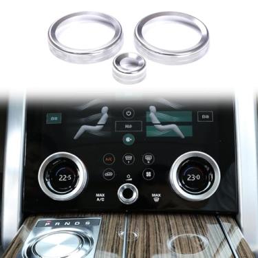 Imagem de HAPPYHORSE Acabamento da tampa do anel do botão de controle central do carro compatível com Land Rover Range Rover Sport/Evoque/Velar Car Central Air Conditioning Volume Knobs Ring Cover Accessories