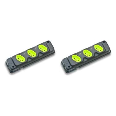 Imagem de Kit C/2 - Tomada Barra Fiolux Tripla 2P 20A Preto