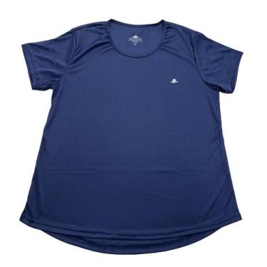 Imagem de Camiseta Plus Size Feminina Academia - Força Do Sol, G2, Azul marinho