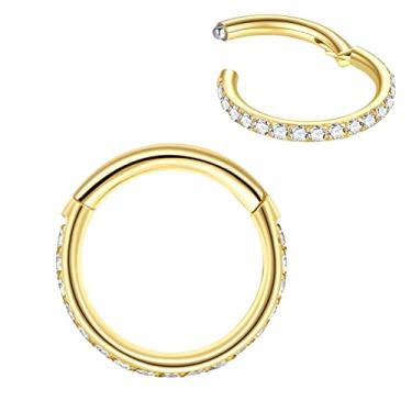 Imagem de LOVEBODYJEWELRY Piercing de nariz sem costura de aço cirúrgico 316L, argola de cartilagem prata/ouro/ouro rosa/preto 16G 18G 20G 6mm-12mm CZ Helix Rook Tragus Lobe Body Pierecing Joias Segmento Clicker Lip Rings Brincos Rook, Zircônia cúbica, zircônia, metal, aço, Zircônia cúbica