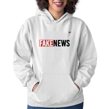 Imagem de Moletom Feminino Fake News - Foca na Moda, Branco, G
