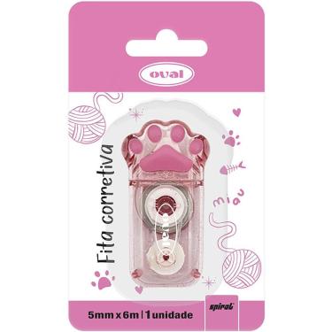 Imagem de Corretivo em fita Patinha de gato, 5mm x 6m, Rosa, CTP94A, Oval - pt 1 un