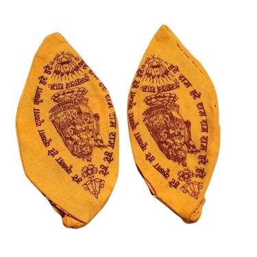 Imagem de Bolsa Mala Gaumukhi Japa feita à mão – Bolsa de canto de algodão para meditação de mantra | Armazenamento de contas de oração | Conjunto de 2 peças de ioga e prática espiritual (pacote com 1), Amarelo