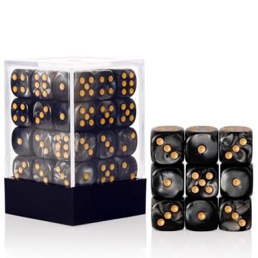 Imagem de 36 Pieces 12mm 6 Sided Dice Set,Pearl Pattern D6 Game Dice Set,6 Sided Standard Game Dice for Board Games Dice Games Classroom Teaching Dices Game, with Portable Gaming Box(Black)