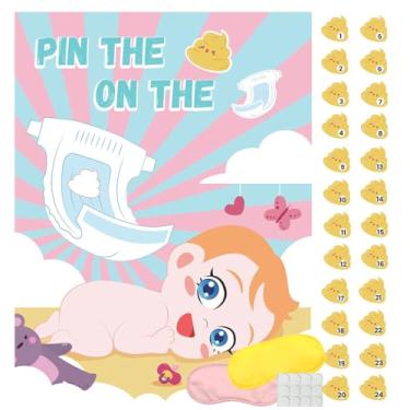 Imagem de Baby Shower Game Pin The Poop on Diaper - Baby Shower Party Game Gender Reveal Party Game Funny Party Game Adults Game Nights Birthday Party Games Tea Party Favors Wall Game Sticker Game 24 Players