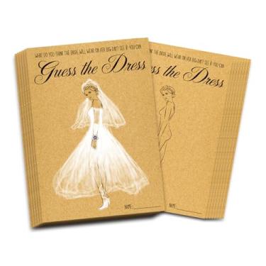 Imagem de Mingdcdc Bridal Shower Games Card, Guess The Dress Bridal Shower Games, Unique Bridal Shower Game, Bridal Shower Party Supplies, Wedding Party Favors, 5 x 7 Inch, 30 Pack (Brown Kraft Paper-06)