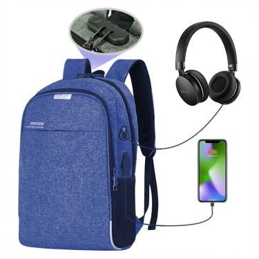 Imagem de Mochila Notebook Com Cadeado Anti Furto Lorben Saída Cabo Auxiliar Usb Fone Ouvido Gt6238