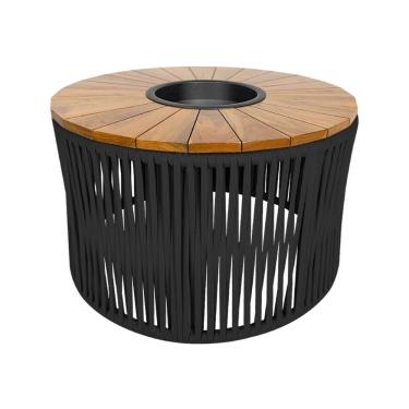 Imagem de Mesa De Centro Berlim Com Champanheira Alumínio Corda Náutica Preto - Preto