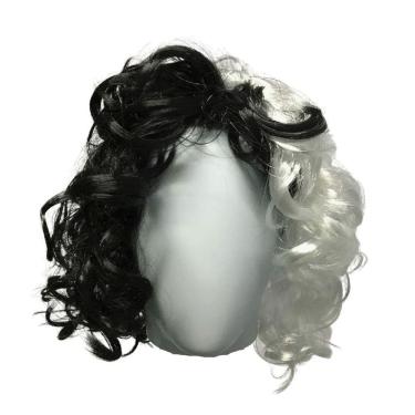 Imagem de Peruca Devil Encaracolada Preto e Branco Cosplay