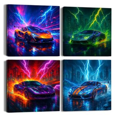 Imagem de Deveosa Pintura de carro legal, pôsteres, decorações de parede emolduradas, impressões artísticas em tela para meninos quarto masculino decoração de quarto