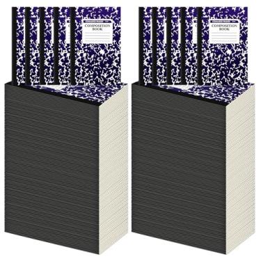 Imagem de Fainne Pacote com 100 cadernos de composição A5, caderno de composição pautada larga em massa, cadernos pautados universitários, capas de mármore, caderno para sala de aula de estudantes, material de