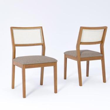 Imagem de Kit 2 Cadeiras Madeira Maciça Telinha e Estofado em Linho Bella - Cimo