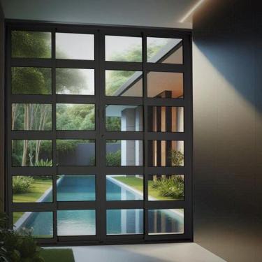 Imagem de Porta de Correr de Aluminio 210x150cm 3 Folhas Moveis - CRV