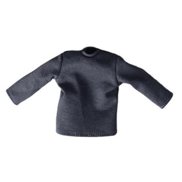 Imagem de simhoa Camisas de manga comprida em escala 1/12, pulôver, fantasia fashion, camisetas em miniatura para bonecos de ação de 6'', acessórios de roupas, Cinza